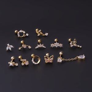 Chic Surgical Steel Rhinestone Inlaid Helix Piercing Stud - ArtGalleryZen