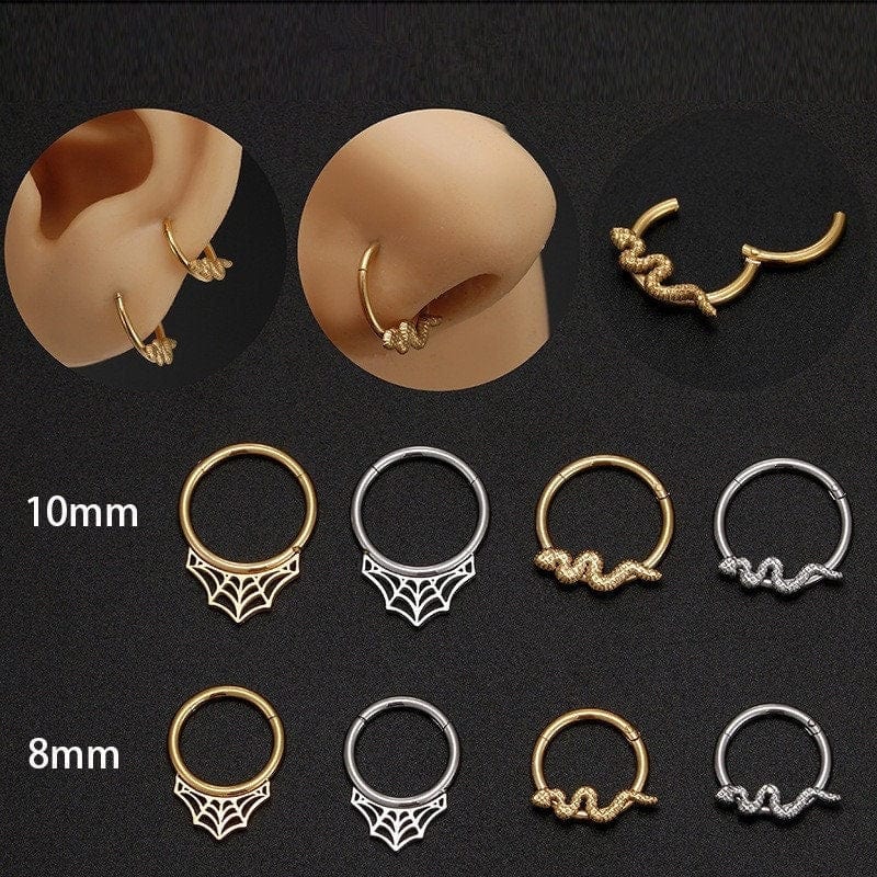Chic Titanium Steel Snake Cobweb Nose Piercing Nose Ring - ArtGalleryZen
