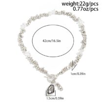 Chic Toggle Clasp Rhinestone Pendant Pearl Irregular Beaded Necklace - ArtGalleryZen