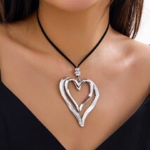 Chic Velvet Double Hollow Heart Pendant Necklace - ArtGalleryZen