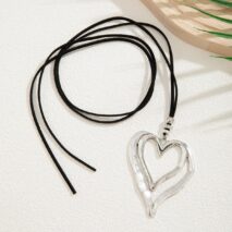 Chic Velvet Double Hollow Heart Pendant Necklace - ArtGalleryZen