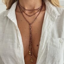 Chic Waterdrop Pendant Square Seed Beaded Long Chain Necklace - ArtGalleryZen