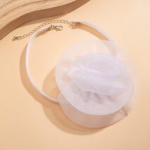 Chic White Mesh Flower Velvet Collar Choker Necklace - ArtGalleryZen