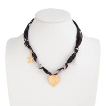 Chiffon Ribbon Choker Necklace Heart Starfish Pearl Charm Pendant - ArtGalleryZen