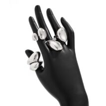Chunky 4pcs Gold Silver Plated Glossy Waterdrop Ring Set - ArtGalleryZen