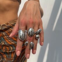 Chunky 4pcs Gold Silver Plated Glossy Waterdrop Ring Set - ArtGalleryZen