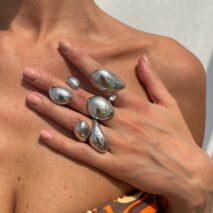 Chunky 4pcs Gold Silver Plated Glossy Waterdrop Ring Set - ArtGalleryZen