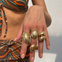 Chunky 4pcs Gold Silver Plated Glossy Waterdrop Ring Set - ArtGalleryZen