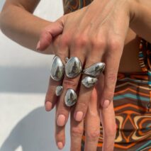 Chunky 4pcs Gold Silver Plated Glossy Waterdrop Ring Set - ArtGalleryZen