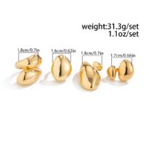 Chunky 4pcs Gold Silver Plated Glossy Waterdrop Ring Set - ArtGalleryZen