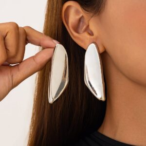 Chunky Gold Silver Plated Geometric Pattern Earrings - ArtGalleryZen