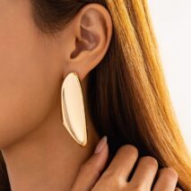 Chunky Gold Silver Plated Geometric Pattern Earrings - ArtGalleryZen