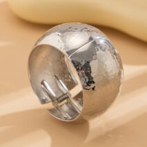 Chunky Gold Silver Tone Hammered Wide Cuff Bangle Bracelet - ArtGalleryZen