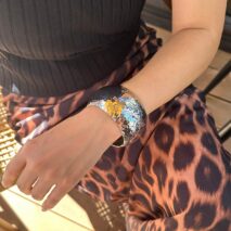 Chunky Gold Silver Tone Hammered Wide Cuff Bangle Bracelet - ArtGalleryZen