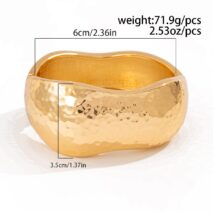 Chunky Irregular Curved Wide Cuff Bangle Bracelet - ArtGalleryZen