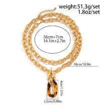Classic 2pcs Chunky Leopard Hoop Pendant Curb Chain Necklace Set - ArtGalleryZen