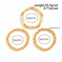 Classic 3pcs Gold Silver Plated Ball Chain Bracelet Set - ArtGalleryZen
