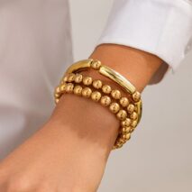 Classic 3pcs Gold Silver Plated Ball Chain Bracelet Set - ArtGalleryZen