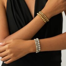 Classic 3pcs Gold Silver Tone Ball Chain Bracelet Set - ArtGalleryZen