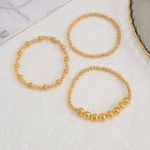 Classic 3pcs Gold Silver Tone Ball Chain Bracelet Set - ArtGalleryZen
