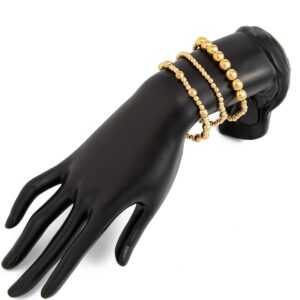 Classic 3pcs Gold Silver Tone Ball Chain Bracelet Set - ArtGalleryZen