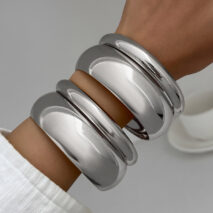 Classic 4pcs Gold Silver Tone Wide Cuff Bangle Bracelet Set - ArtGalleryZen