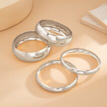 Classic 4pcs Gold Silver Tone Wide Cuff Bangle Bracelet Set - ArtGalleryZen