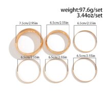 Classic 6pcs Glossy Wide Cuff Bangle Bracelet Set - ArtGalleryZen