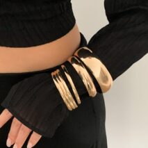 Classic 6pcs Glossy Wide Cuff Bangle Bracelet Set - ArtGalleryZen
