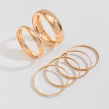 Classic 6pcs Glossy Wide Cuff Bangle Bracelet Set - ArtGalleryZen