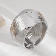 Classic Chunky Textured Wide Cuff Bangle Bracelet - ArtGalleryZen