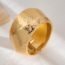 Classic Chunky Textured Wide Cuff Bangle Bracelet - ArtGalleryZen