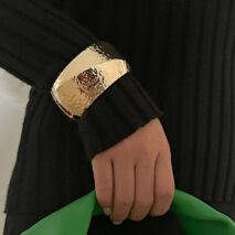 Classic Chunky Textured Wide Cuff Bangle Bracelet - ArtGalleryZen