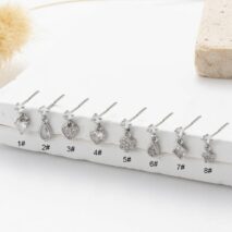 Classic CZ Inlaid Waterdrop Square Dangle Stainless Steel Nose Piercing Nose Stud - ArtGalleryZen