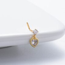 Classic CZ Inlaid Waterdrop Square Dangle Stainless Steel Nose Piercing Nose Stud - ArtGalleryZen