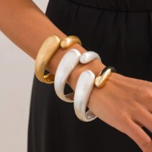 Classic Frosted Metallic Waterdrop Bangle Bracelet - ArtGalleryZen