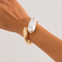 Classic Frosted Metallic Waterdrop Bangle Bracelet - ArtGalleryZen