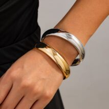 Classic Gold Silver Plated Bangle Bracelet - ArtGalleryZen