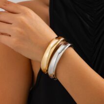 Classic Gold Silver Plated Bangle Bracelet - ArtGalleryZen