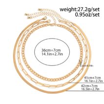 Classic Layered Curb Herringbone Chain Necklace Set - ArtGalleryZen
