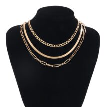 Classic Layered Curb Herringbone Chain Necklace Set - ArtGalleryZen