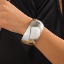 Classic Metallic Chunky Wide Cuff Bangle Bracelet - ArtGalleryZen