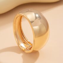 Classic Metallic Chunky Wide Cuff Bangle Bracelet - ArtGalleryZen