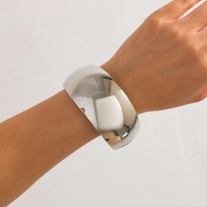 Classic Metallic Chunky Wide Cuff Bangle Bracelet - ArtGalleryZen