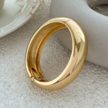 Classic Minimalist Gold Silver Tone Glossy Bangle Bracelet - ArtGalleryZen
