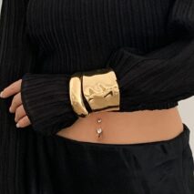 Classic Minimalist Gold Silver Tone Glossy Bangle Bracelet - ArtGalleryZen