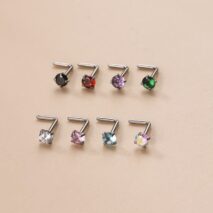 Colorful 3mm CZ Inlaid Stainless Steel Nose Piercing Nose Stud - ArtGalleryZen