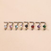 Colorful 3mm CZ Inlaid Stainless Steel Nose Piercing Nose Stud - ArtGalleryZen