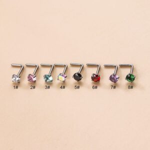 Colorful 3mm CZ Inlaid Stainless Steel Nose Piercing Nose Stud - ArtGalleryZen