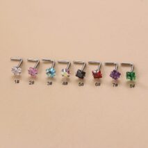 Colorful 3mm CZ Inlaid Stainless Steel Nose Piercing Nose Stud - ArtGalleryZen